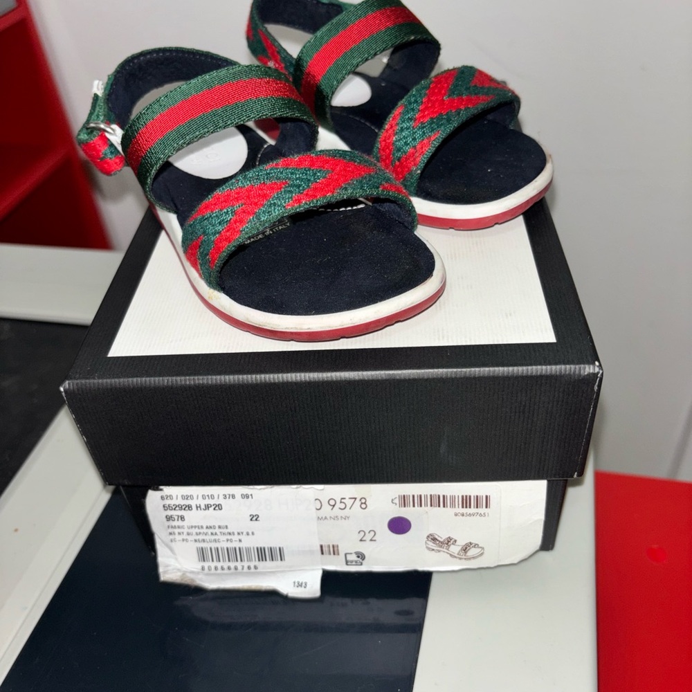 Gucci Kids Sandals with Green and Red Stripes